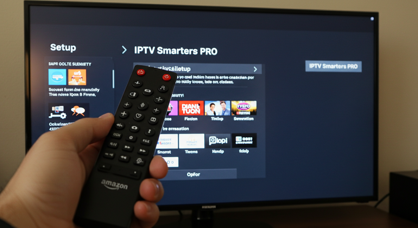 interface de iptv smarters pro sur une smart TV dans un salon canadien