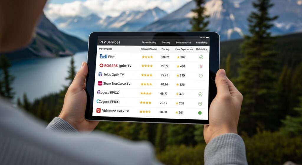Tableau comparatif des services canada iptv sur tablette